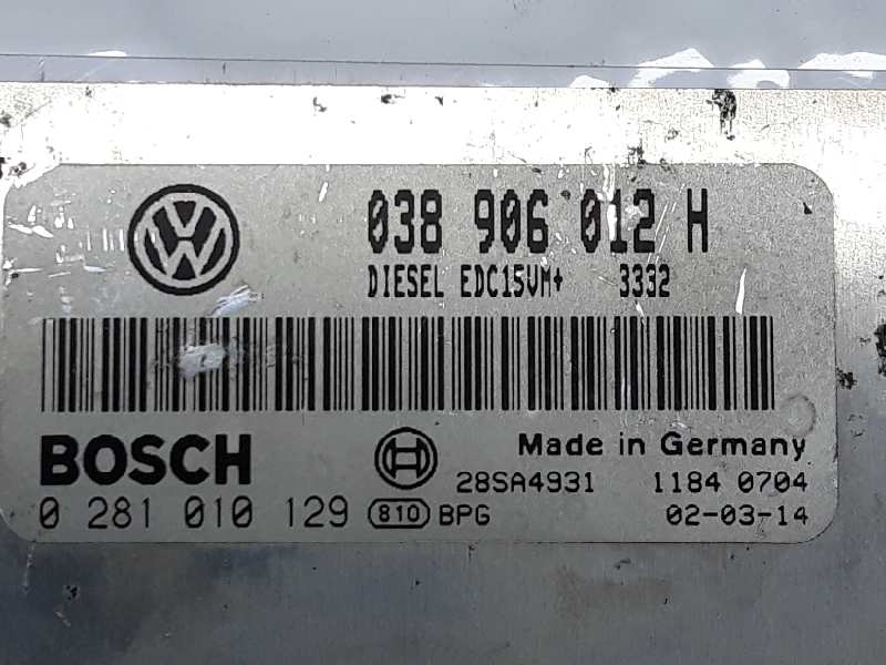 SKODA Octavia 1 generation (1996-2010) Moottorin ohjausyksikkö ECU 038906012H,0281010129,EDC15VM 19558438