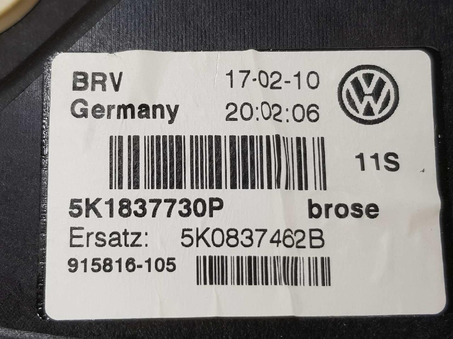 VOLKSWAGEN Golf 6 generation (2008-2015) Priekinių dešinių durų stiklo pakelėjas 5K0837462B, 5K0837462B 19734746