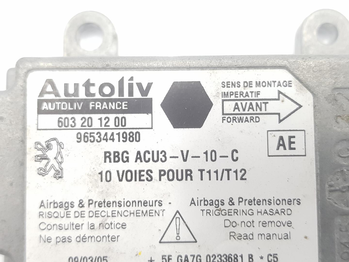 PEUGEOT 206 1 generation (1998-2009) Блок SRS 9653441980,6545GP 24856985