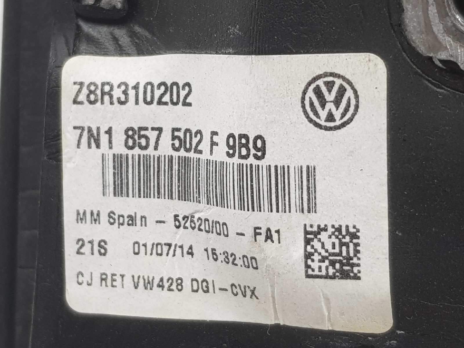 VOLKSWAGEN Sharan 1 generation (1995-2010) Зеркало передней правой двери 7N1857502F,7N1857502F,GRIST5/R7J 26602894