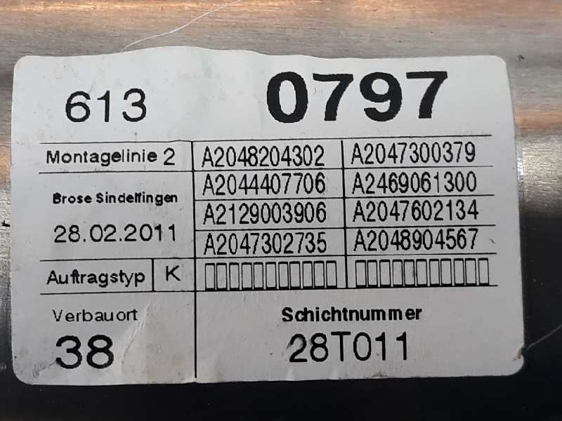 MERCEDES-BENZ C-Class W204/S204/C204 (2004-2015) Rear left door window lifter A2048204302, 981694104, 2127301779 23777185