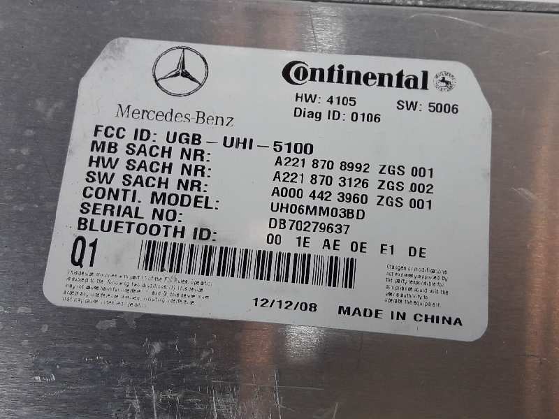 MERCEDES-BENZ S-Class W221 (2005-2013) Phone control unit A2218708992, UH06MM03BD, UGB-UHI-5100 19651517