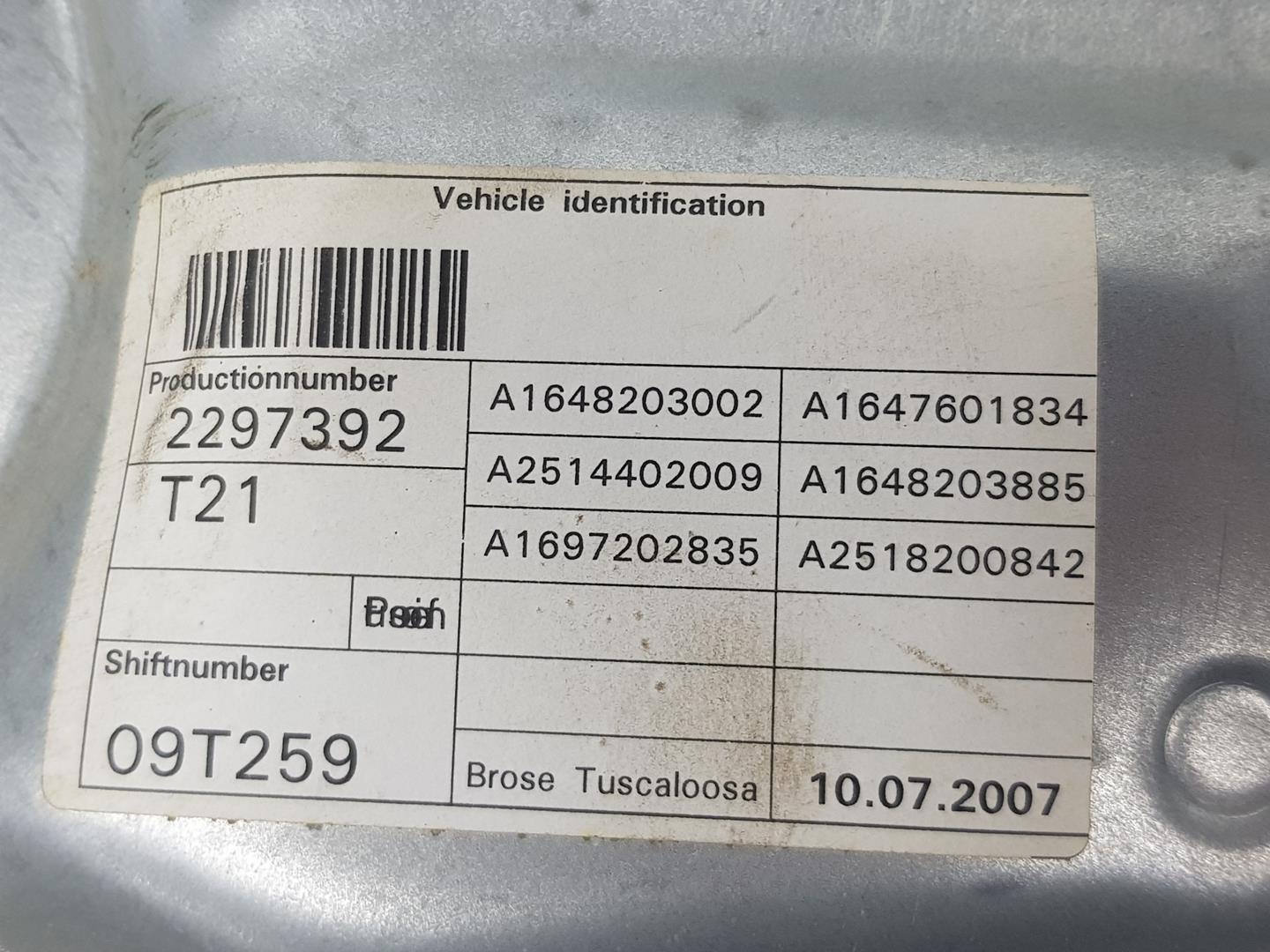 MERCEDES-BENZ M-Class W164 (2005-2011) Priekinių dešinių durų stiklo pakelėjas A1647201679,A1647201679,ELEVALUNASSINMOTOR 19801742