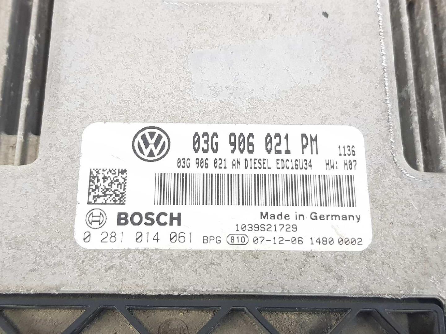 VOLKSWAGEN Golf 5 generation (2003-2009) Moottorin ohjausyksikkö ECU 03G906021PM,0281014061,EDC16U34 19604052