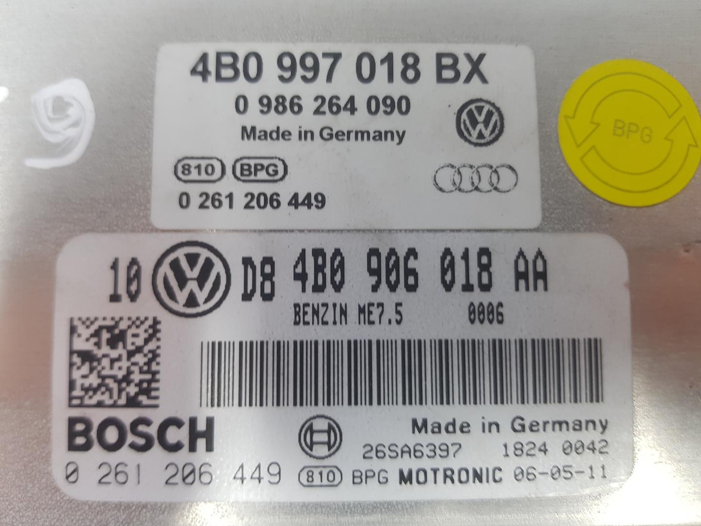 AUDI A4 B5/8D (1994-2001) Calculateur d'unité de commande du moteur 4B0997018BX, 4B0906018AA 24225464