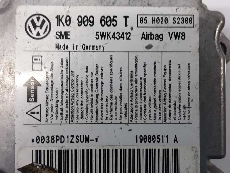 VOLKSWAGEN Golf Plus 2 generation (2009-2014) Блок SRS 1K0909605T,5WK43412 19571522