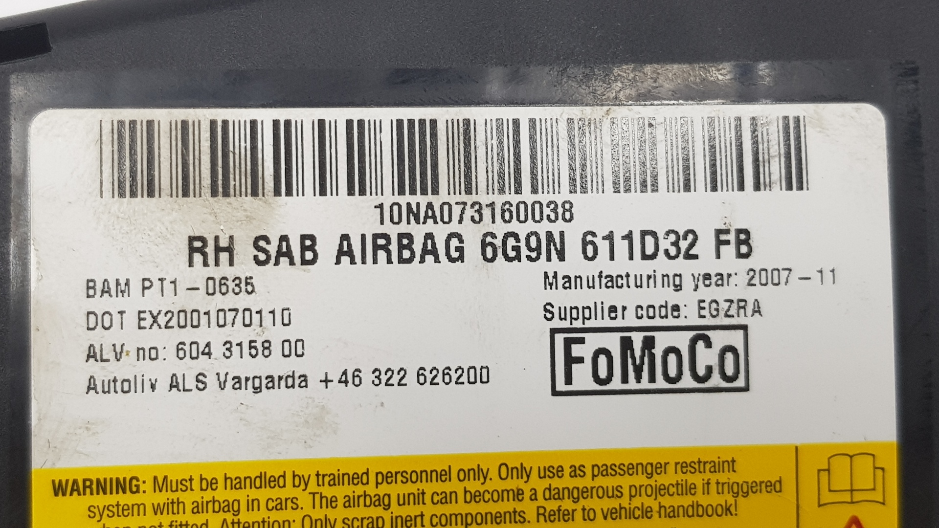 LAND ROVER Range Rover 3 generation (2002-2012) Airbag portieră dreapta față SRS EHT500180,6G9N611D32FB 24196079