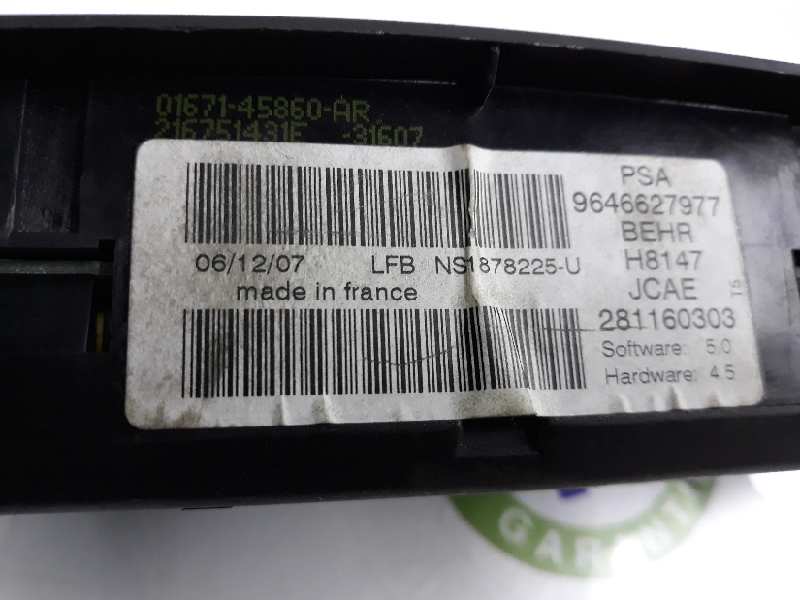 PEUGEOT 307 1 generation (2001-2008) Unité de climatisation 9646627977,H8147,NS1878225U 19660138