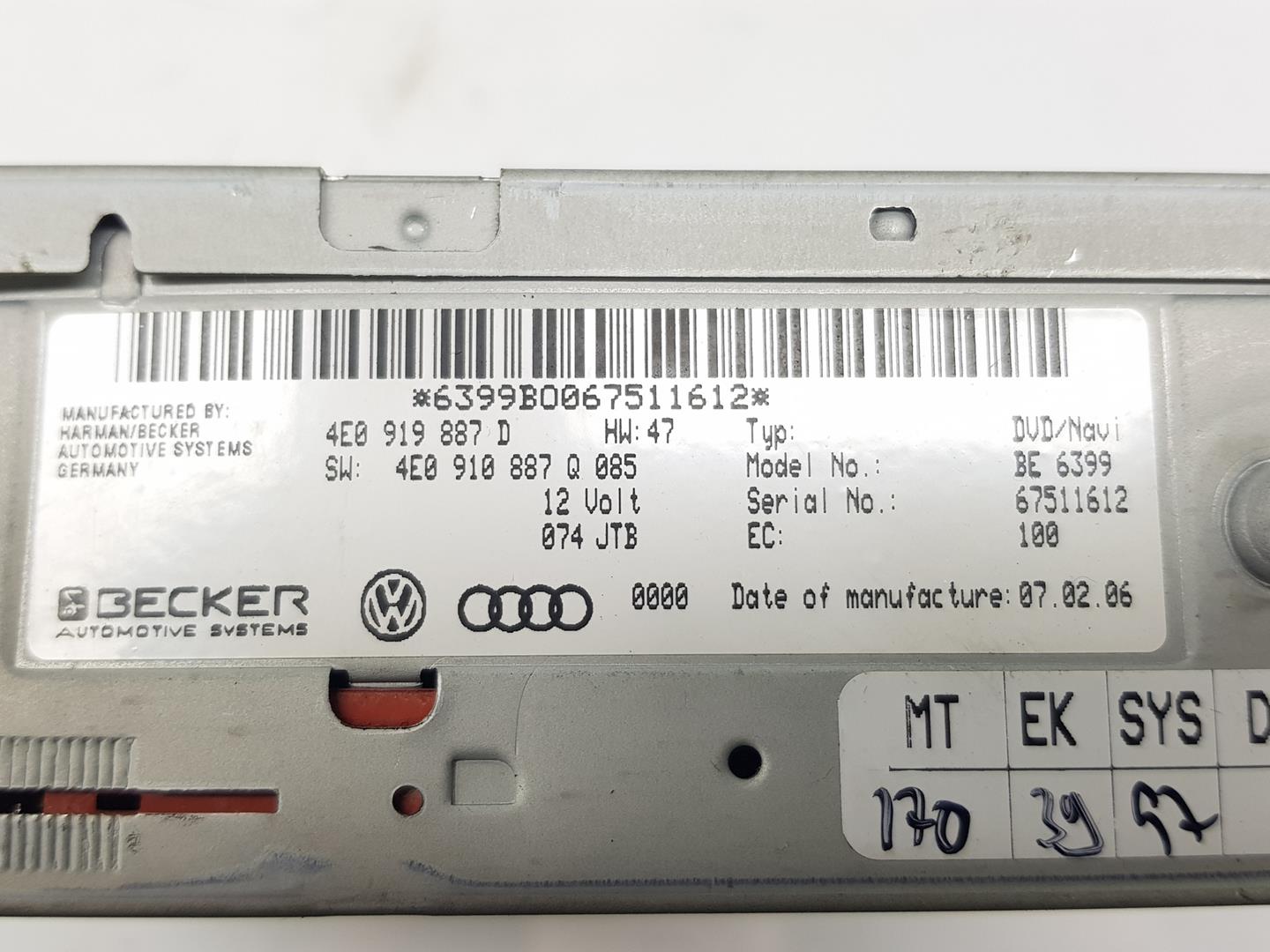 AUDI Q7 4L (2005-2015) Other Control Units 4E0919887D, 4E0919887D 19935824