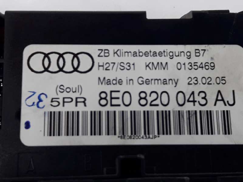 AUDI A4 B7/8E (2004-2008) Ilmastonhallintayksikkö 8E0820043AJ,8E0820043BJ 19619284