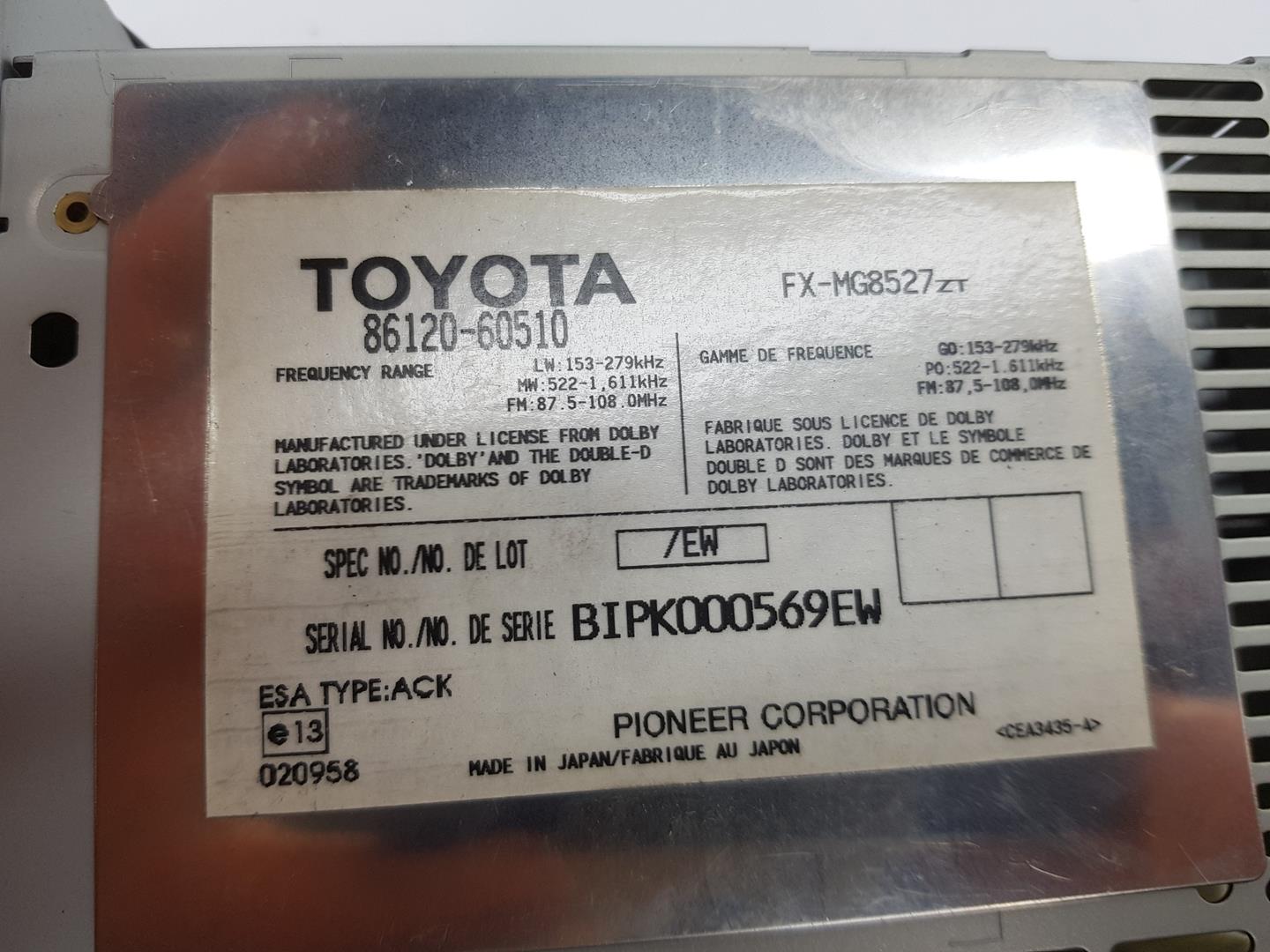 TOYOTA Land Cruiser 70 Series (1984-2024) Автомагнитола без навигации 8612060510, 8612060510 24884708