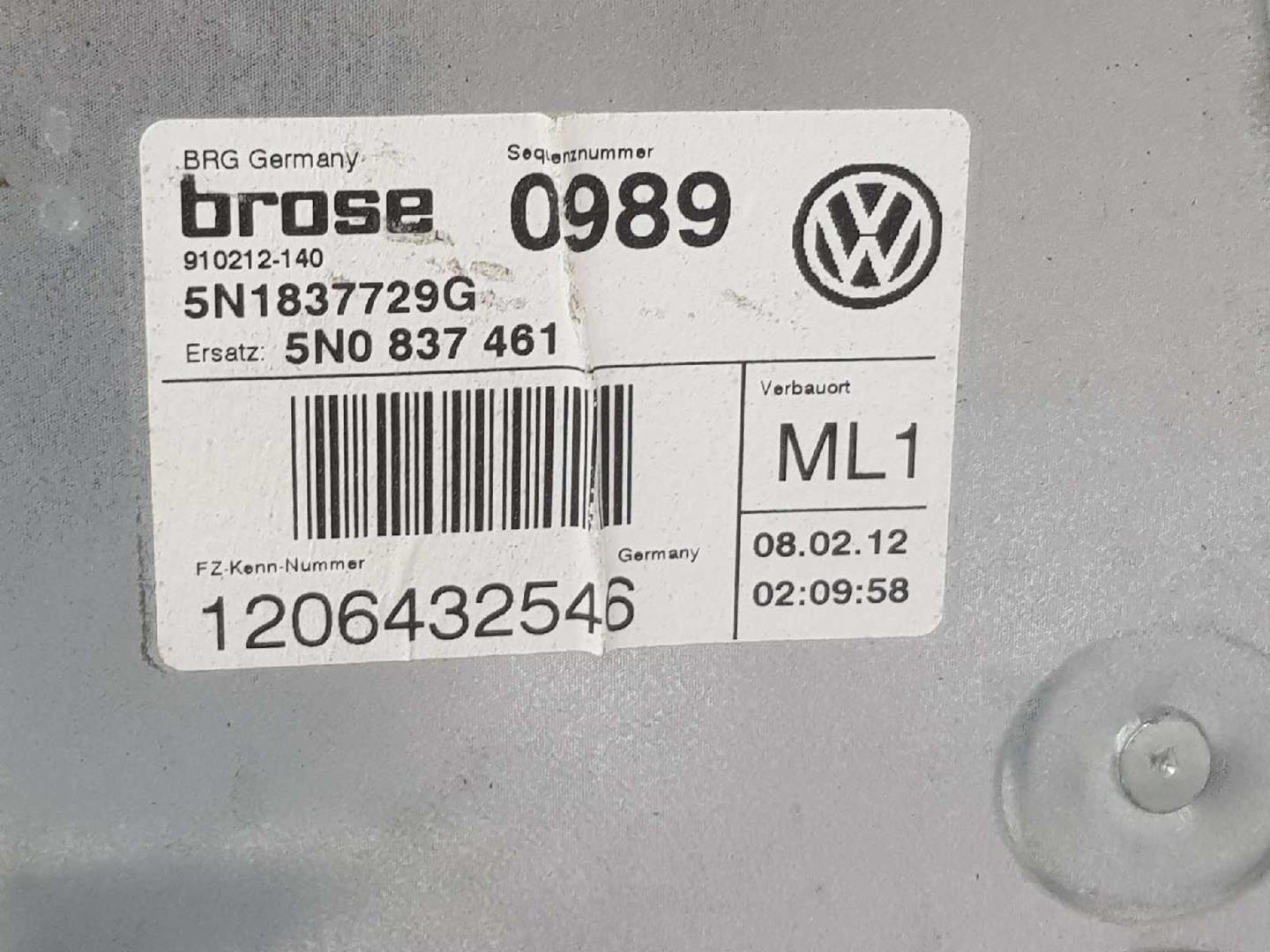 VOLKSWAGEN Tiguan 1 generation (2007-2017) Front Left Door Window Regulator 5N0837461, 5N1837729G910212140, SINMOTOR 23777219