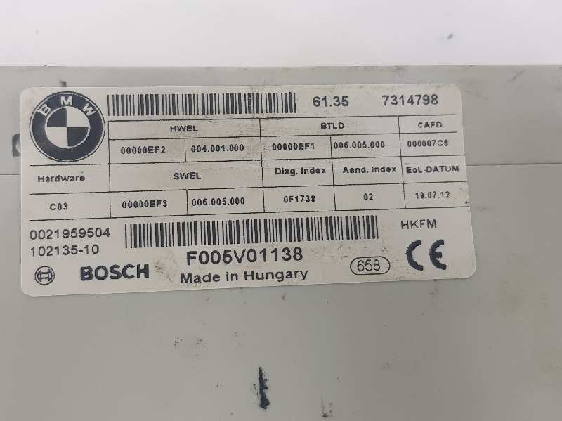 BMW 3 Series F30/F31 (2011-2020) Muut ohjausyksiköt 61357314798, F005V01138 19888916