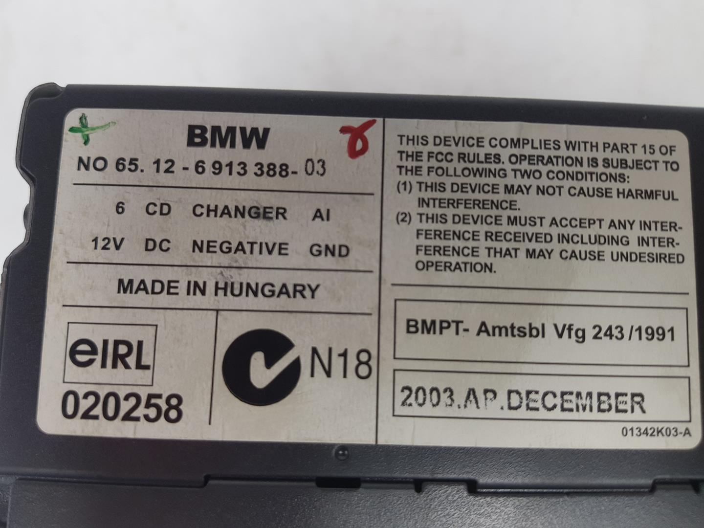 BMW X3 E83 (2003-2010) Muzikos grotuvas be navigacijos 65126913388, 6913388 24221532