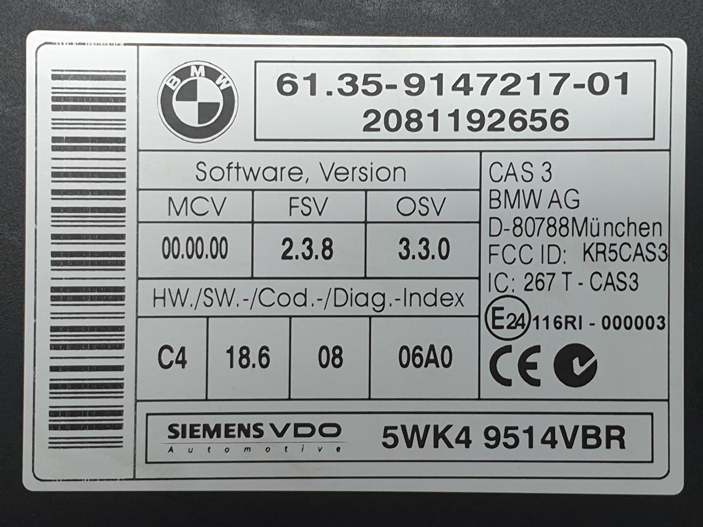 BMW X6 E71/E72 (2008-2012) CAS/EWS 61359147217, 61359395656 19817258