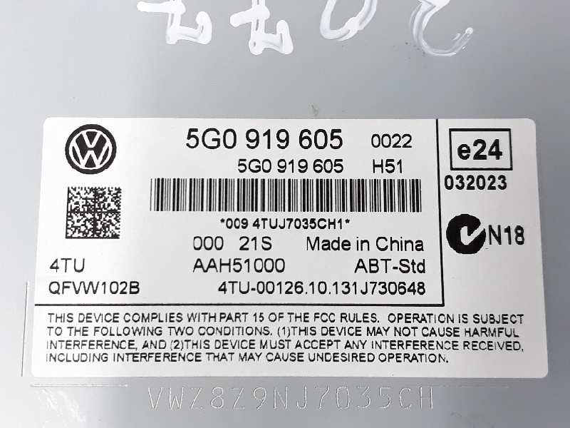 VOLKSWAGEN Variant VII TDI (2014-2024) Other Interior Parts 5G0919605,5G0919605 19683462