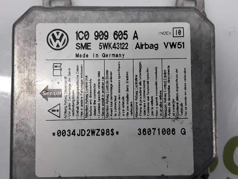 VOLKSWAGEN Beetle 2 generation (1998-2012) SRS Control Unit 1C0909605A,5WK43122 19571913