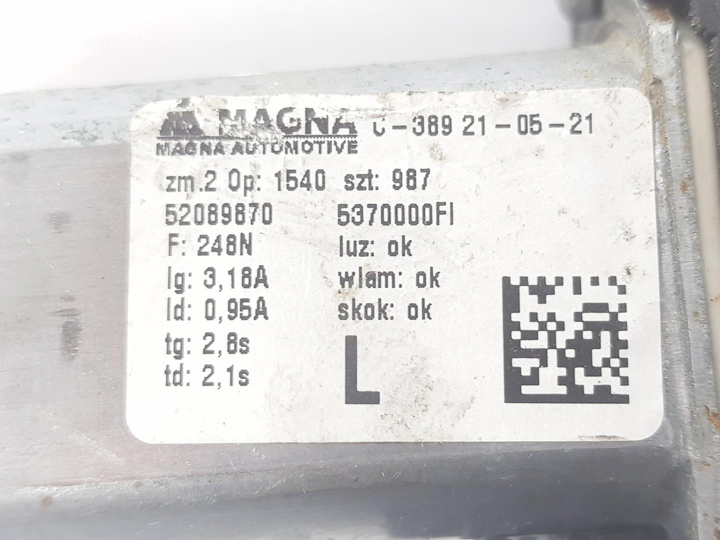 FIAT 500 2 generation (2008-2024) Priekinių kairių durų stiklo pakelėjo varikliukas 52089870,52204608 24173223