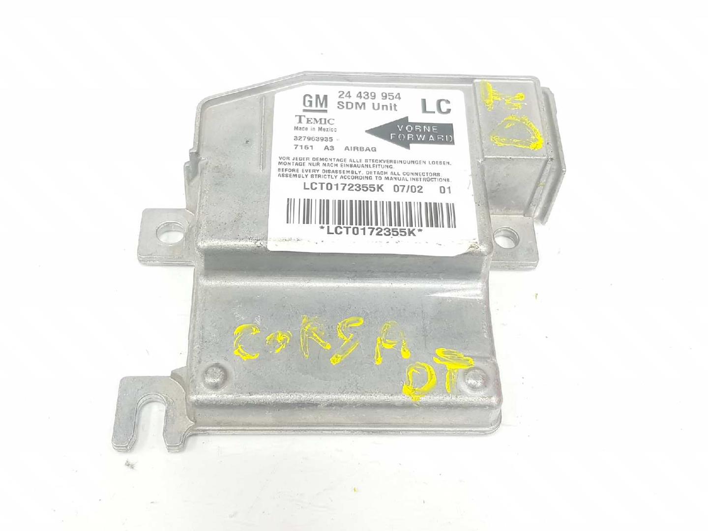 OPEL Corsa C (2000-2006) Блок SRS 24439954, 24439954 19912626