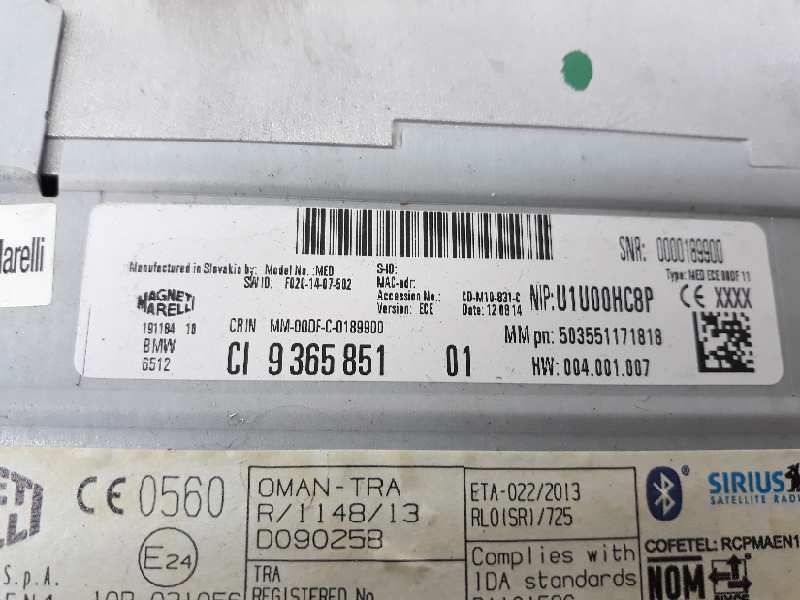 BMW 3 Series F30/F31 (2011-2020) Mūzikas atskaņotājs ar Navigāciju / GPS 65129365851, 9365851, 6512871717555 24052905