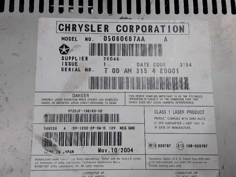 CHRYSLER Sebring 2 generation (2001-2007) Other Control Units 05080687AA 19619926