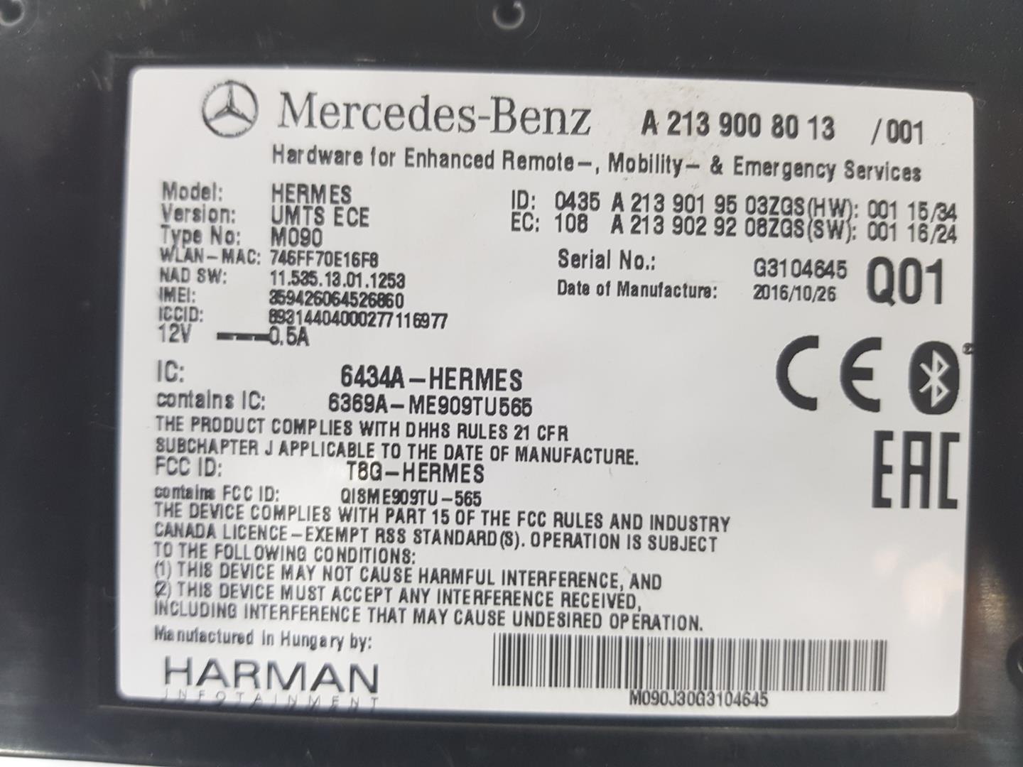 MERCEDES-BENZ C-Class W205/S205/C205 (2014-2023) Блок управління телефоном A2139008013,A2139008013 19881866