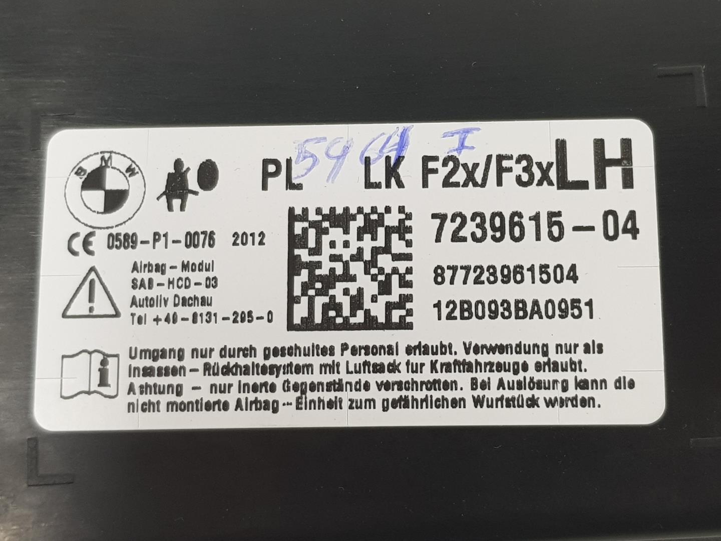 BMW 1 Series F20/F21 (2011-2020) Fram vänster dörr Airbag SRS 7239615, 72127239615 24386878