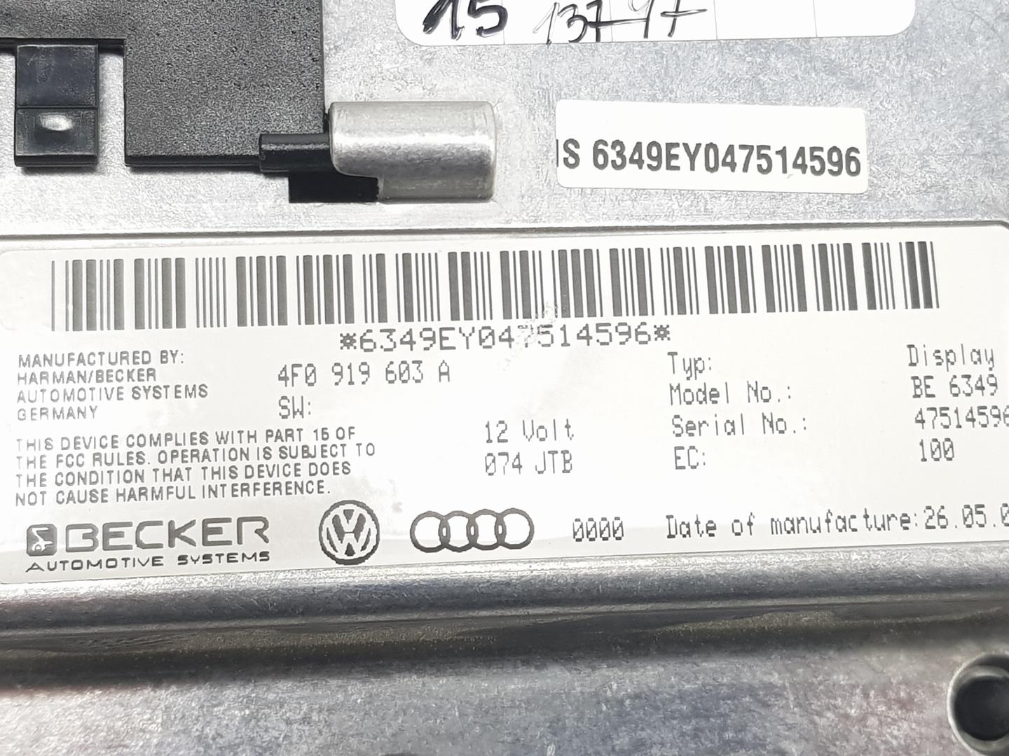 AUDI A6 C6/4F (2004-2011) Другие внутренние детали 4F0919603A, 4F0919603A 24220774