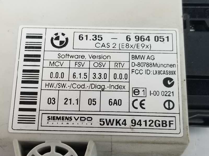 BMW 3 Series E90/E91/E92/E93 (2004-2013) Other Control Units 61356964051,5WK49412GBF 19890369