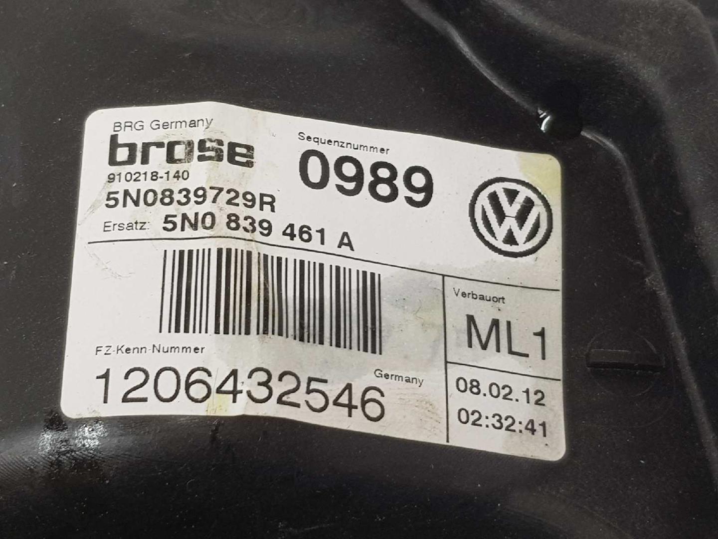 VOLKSWAGEN Tiguan 1 generation (2007-2017) Rear left door window lifter 5N0839461A,5N0839729R910218140,SINMOTOR 23777210