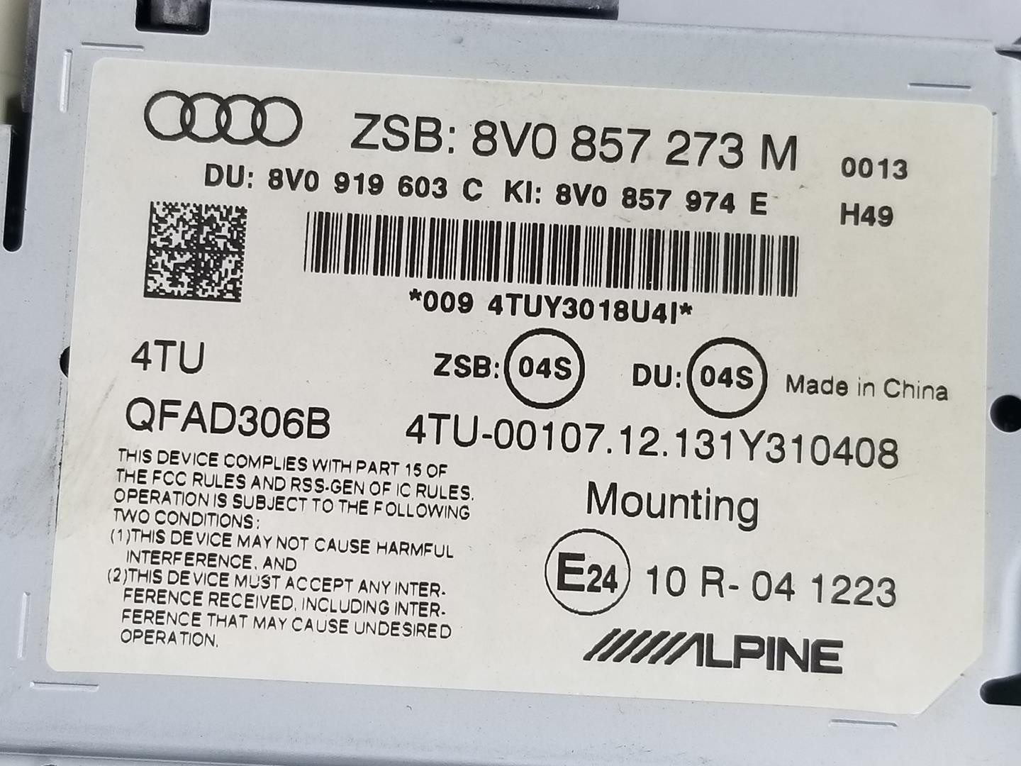 AUDI A3 8V (2012-2020) Другие внутренние детали 8V0857273M, 8V0857273M 24223406