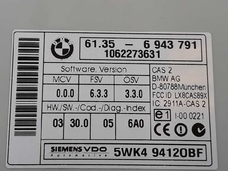 BMW 3 Series E90/E91/E92/E93 (2004-2013) CAS EWS 61356943791, 61359395657 19623988