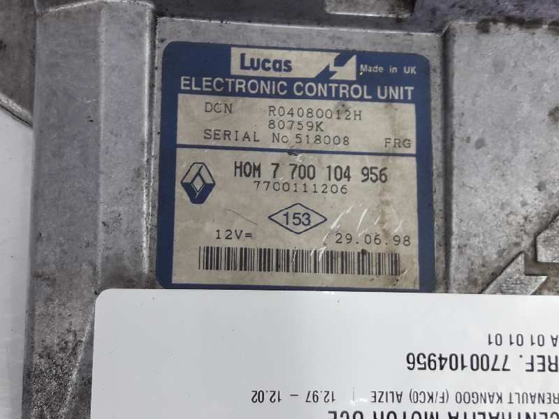 RENAULT Kangoo 1 generation (1998-2009) Engine Control Unit ECU 7700104956 19632791