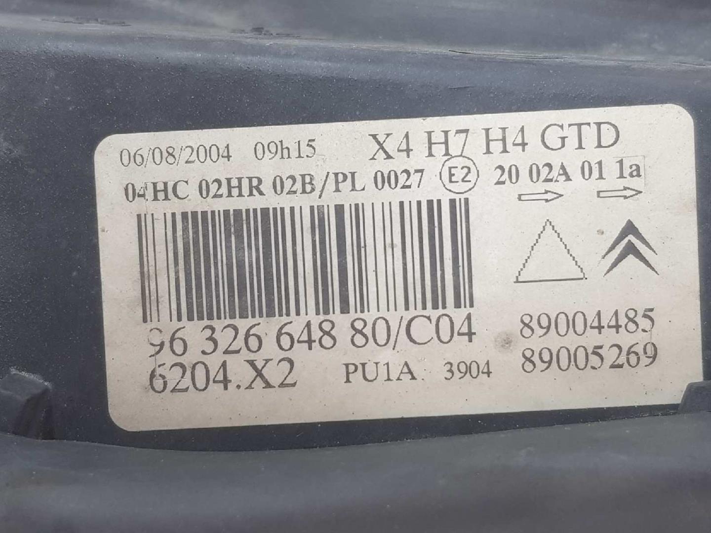 CITROËN C5 1 generation (2001-2008) Priekinis kairys žibintas 9632664880, 6204X2, 8900448589005269 19747429