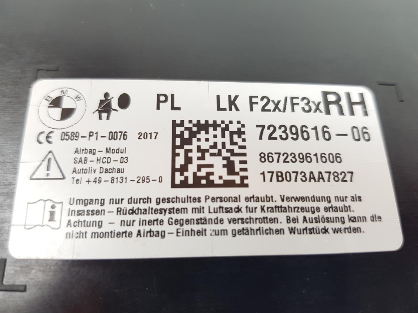 BMW 4 Series F32/F33/F36 (2013-2020) Priekinių dešinių durų oro pagalvė (SRS) 72127239616,7239616,1141CB2222DL 24169966