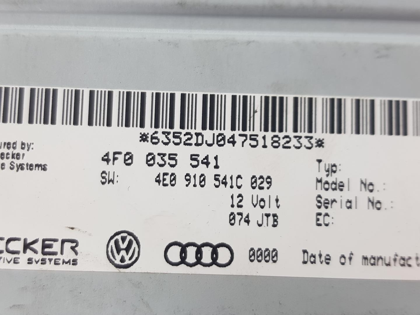 AUDI A6 C6/4F (2004-2011) Musikkspiller uten GPS 4F0035541, 4F0035541 19869584