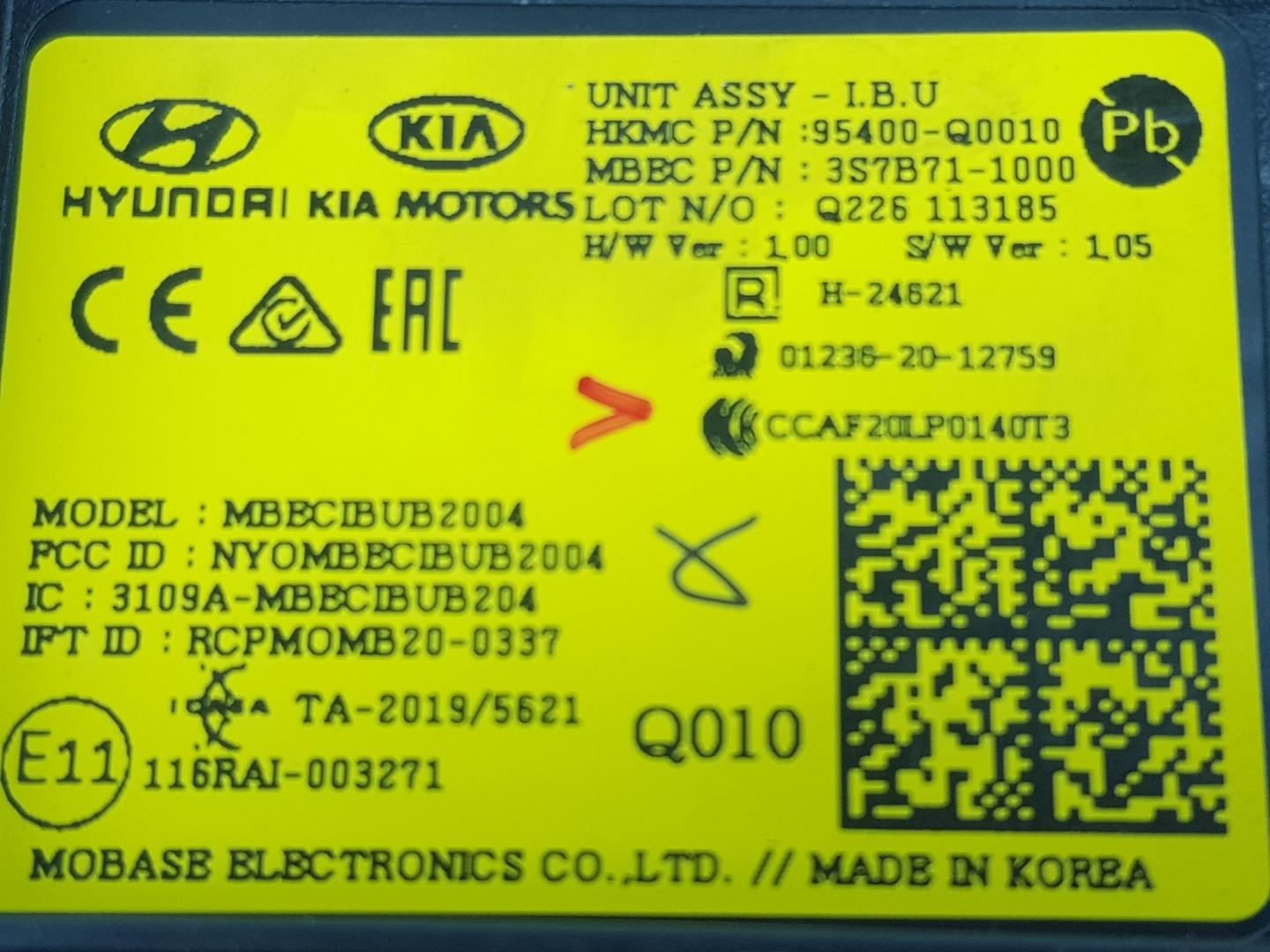 HYUNDAI i20 IB (2 generation) (2014-2020) Alte unități de control 95400Q0010,95400Q0010 24212805