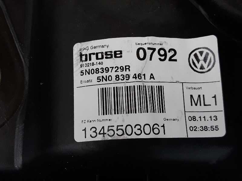 VOLKSWAGEN Tiguan 1 generation (2007-2017) Galinių kairių durų stiklo pakelėjas 5N0839461A, 5N0839461A 19625072