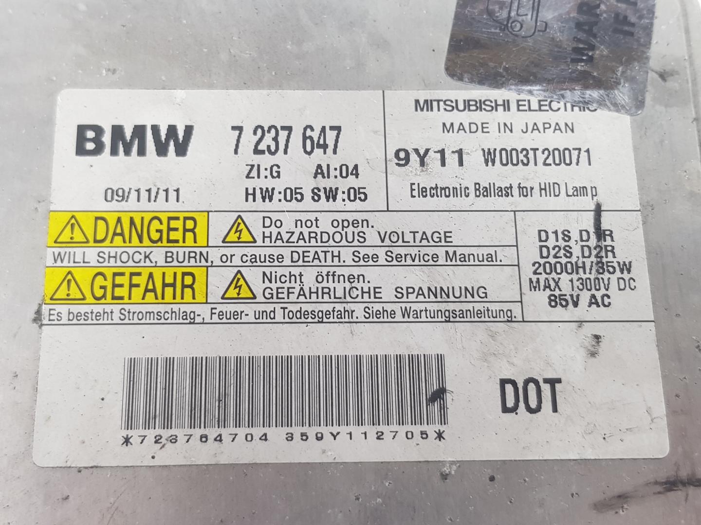 BMW 3 Series E90/E91/E92/E93 (2004-2013) Unité de commande d'éclairage au xénon 7237647, 63117318327 24248551