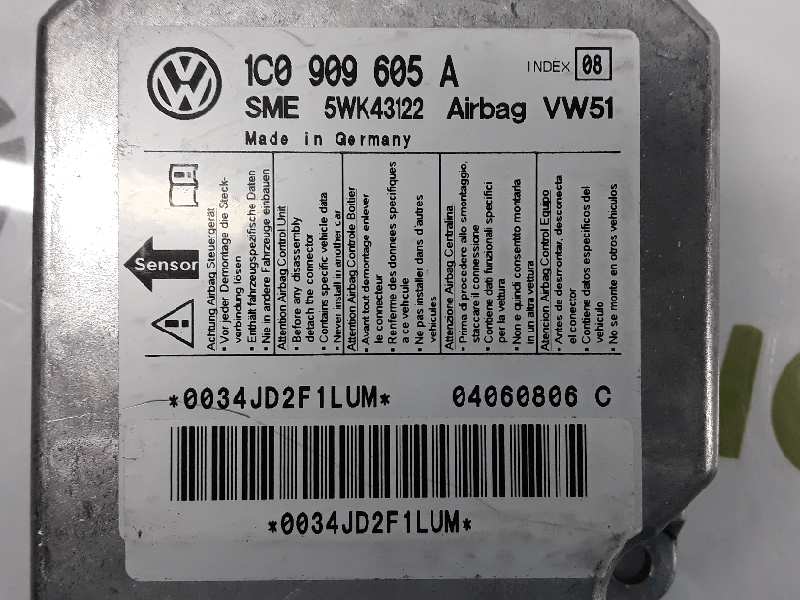 VOLKSWAGEN Golf 5 generation (2003-2009) SRS Control Unit 1C0909605A,5WK43122 19571923