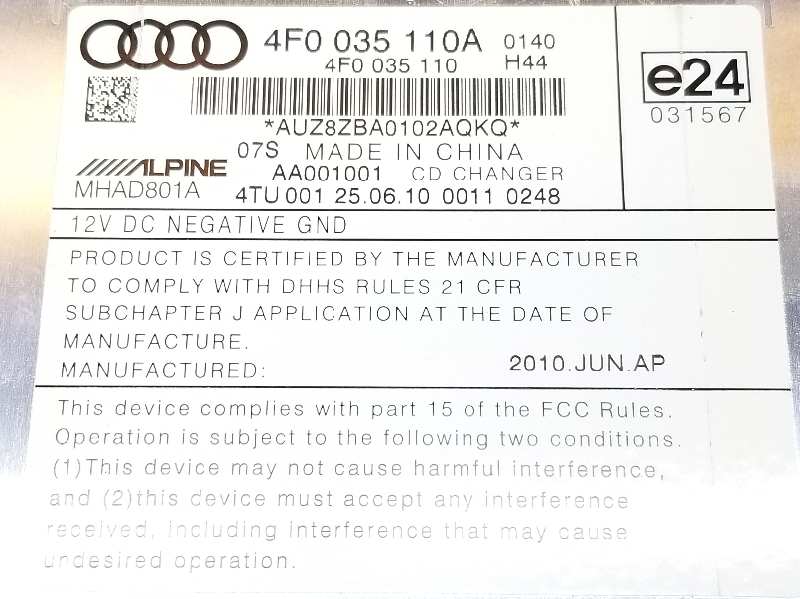 AUDI Q7 4L (2005-2015) Muzikos grotuvas be navigacijos 4F0035110A, 4F0035110A 19890708