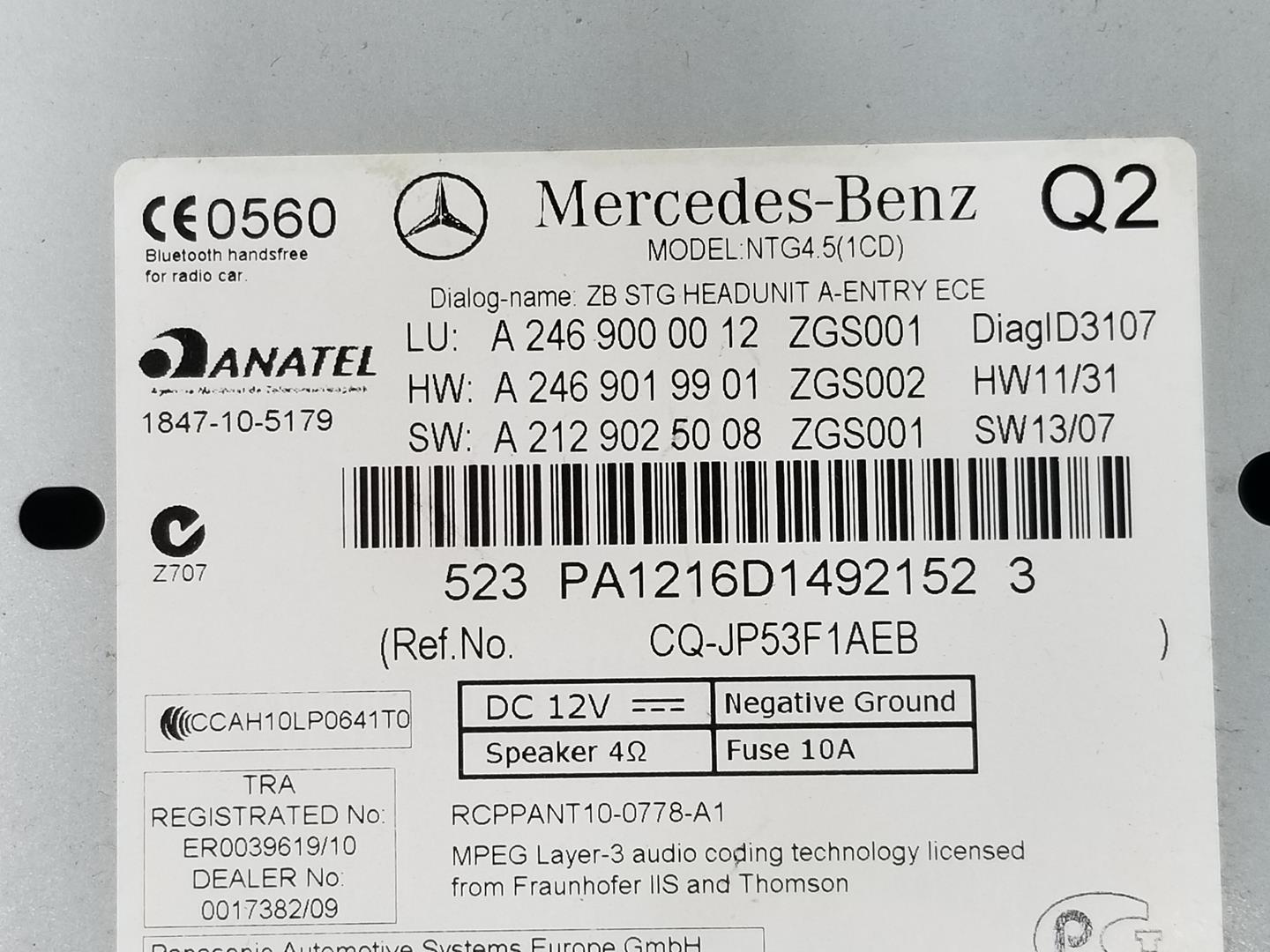 MERCEDES-BENZ A-Class W176 (2012-2018) Music Player Without GPS A2469000012, A2469019901 19887707