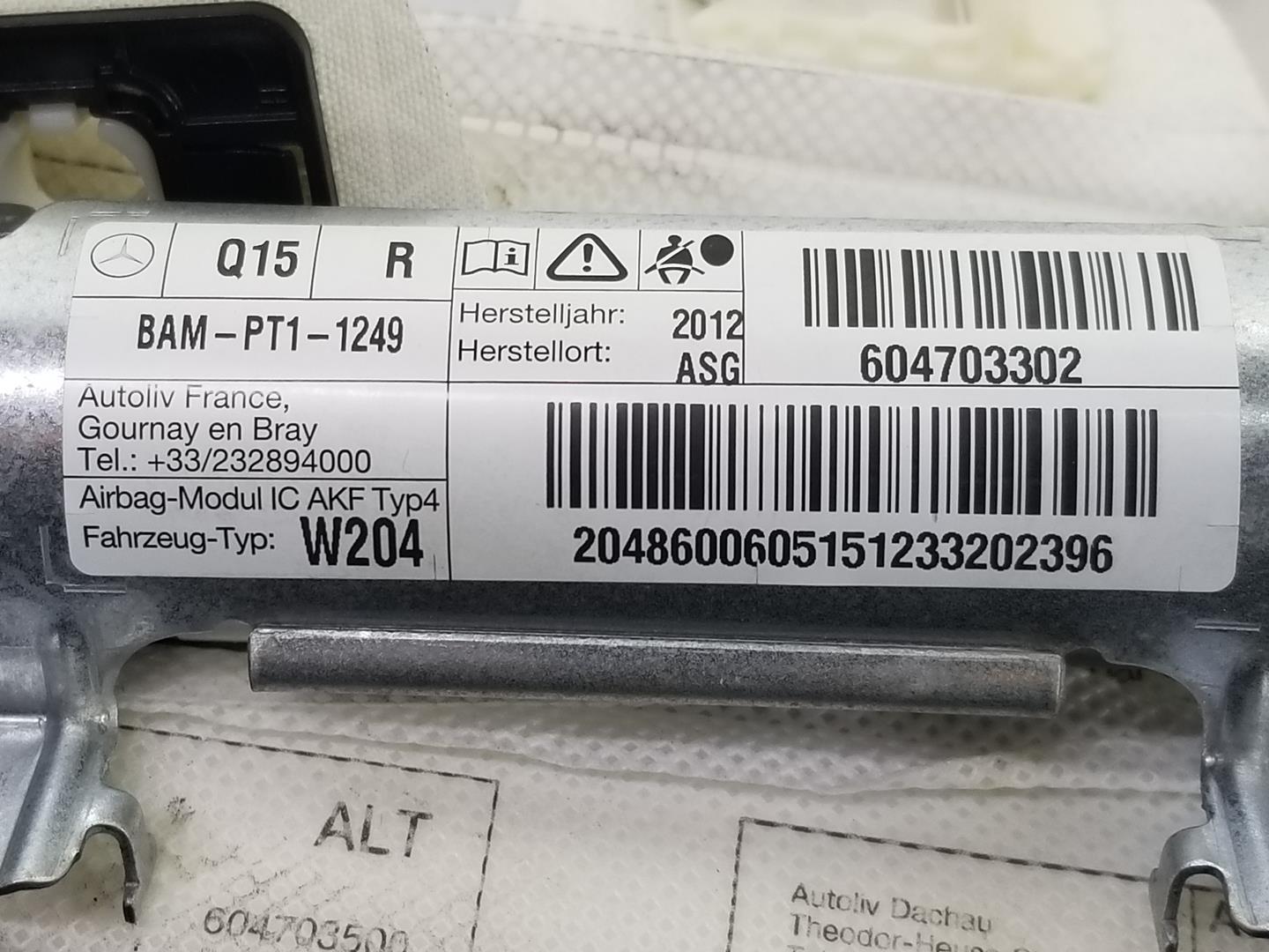 MERCEDES-BENZ C-Class W204/S204/C204 (2004-2015) Dešinės pusės stogo oro pagalvė (SRS) A2048600605, A2048600605 19788902