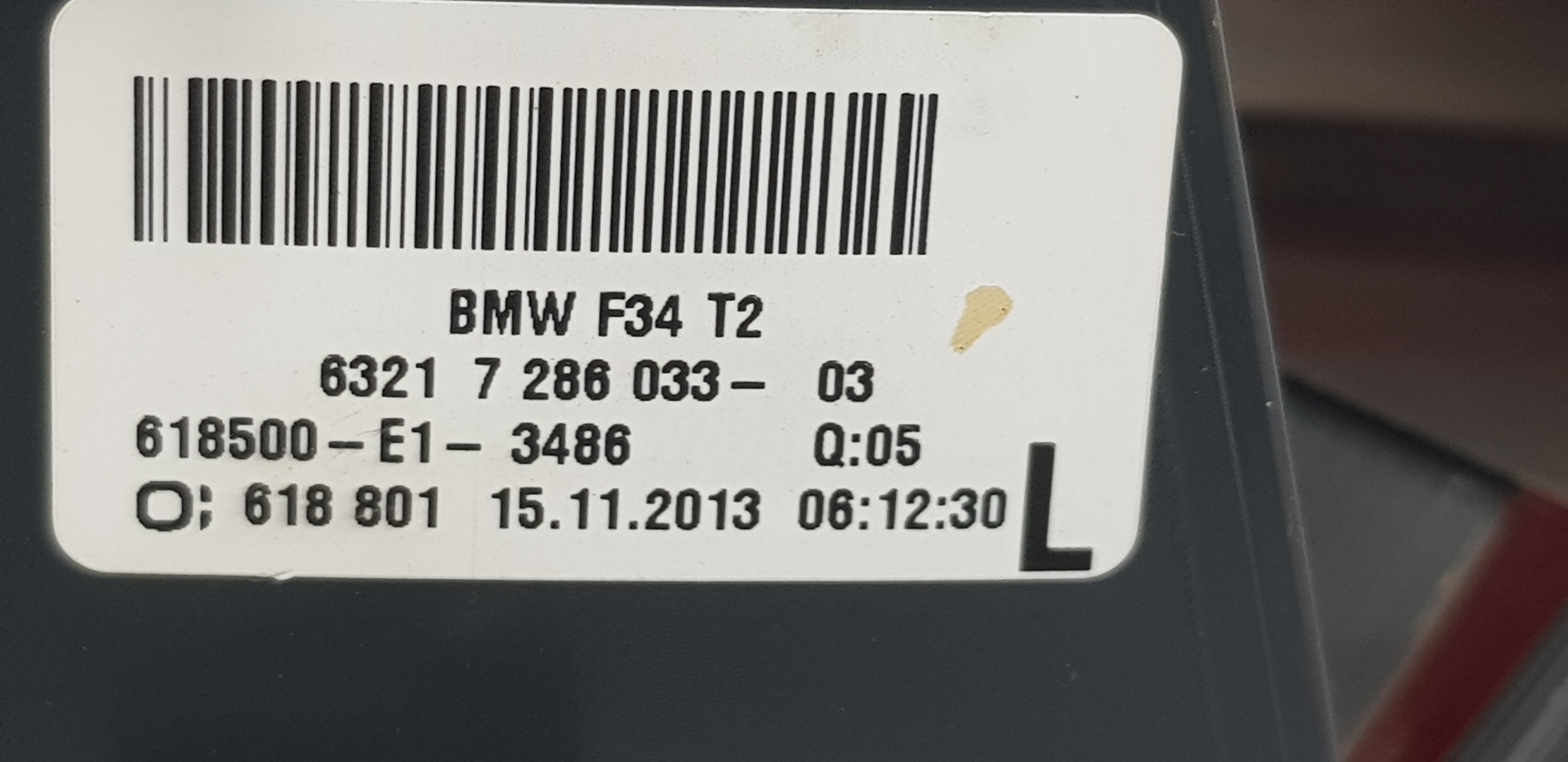 BMW 3 Series Gran Turismo F34 (2013-2017) Baklykt venstre bak 63217286033, 7286033 24159341