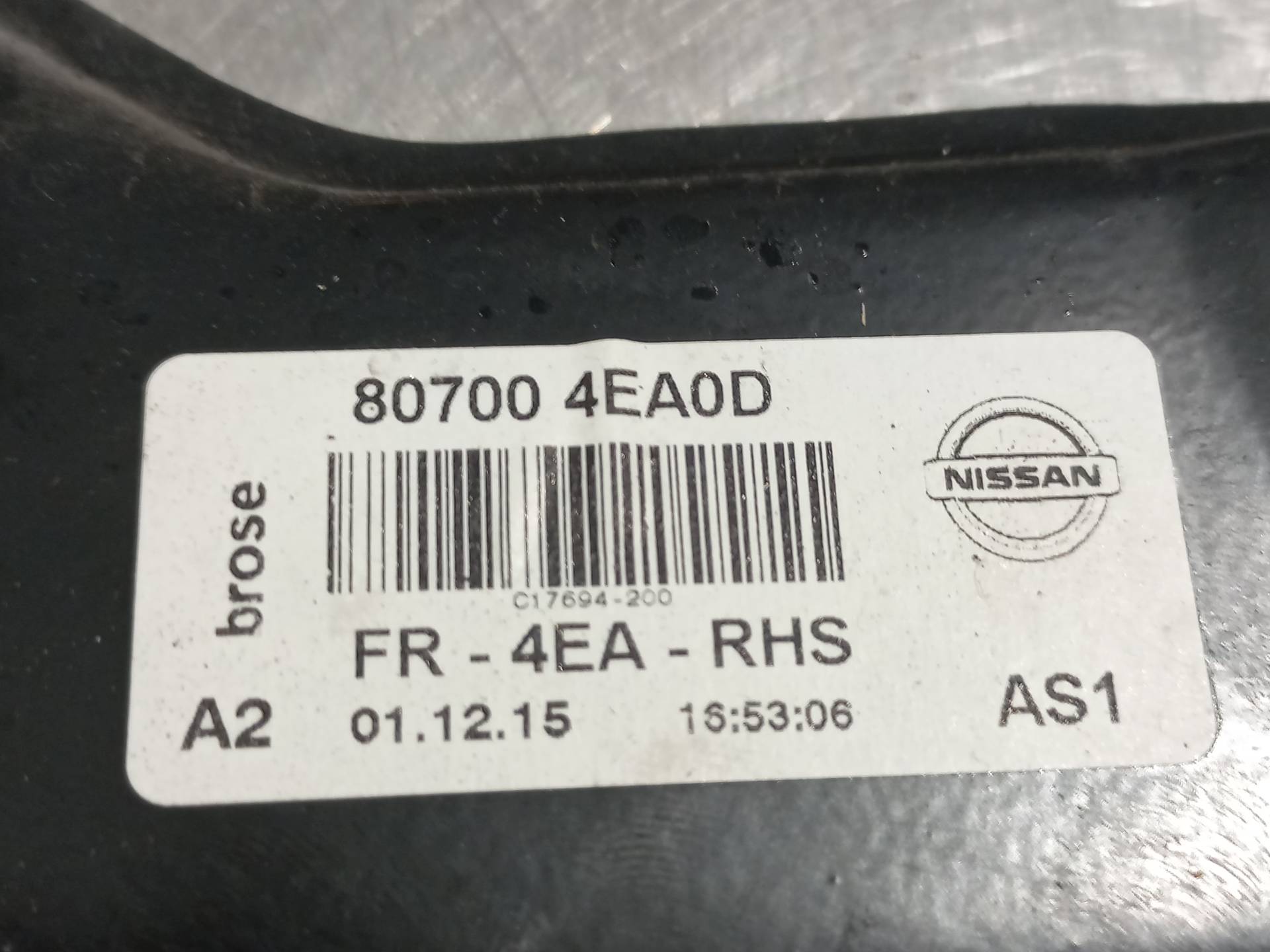 NISSAN Qashqai 2 generation (2013-2023) Front Right Door Window Regulator 807004EA0D 26411228