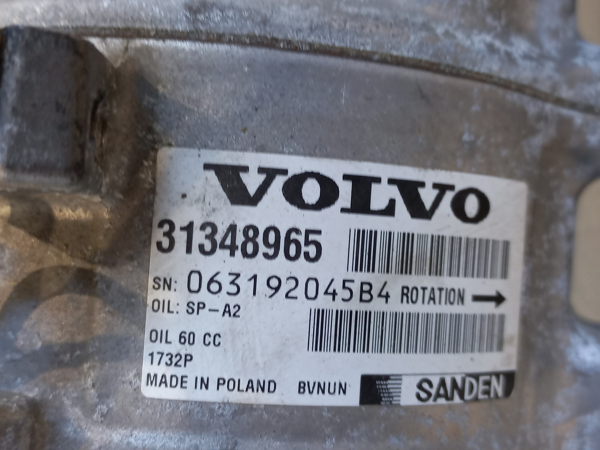 VOLVO V40 2 generation (2012-2020) Aircondition pumpe 31348965 26414408