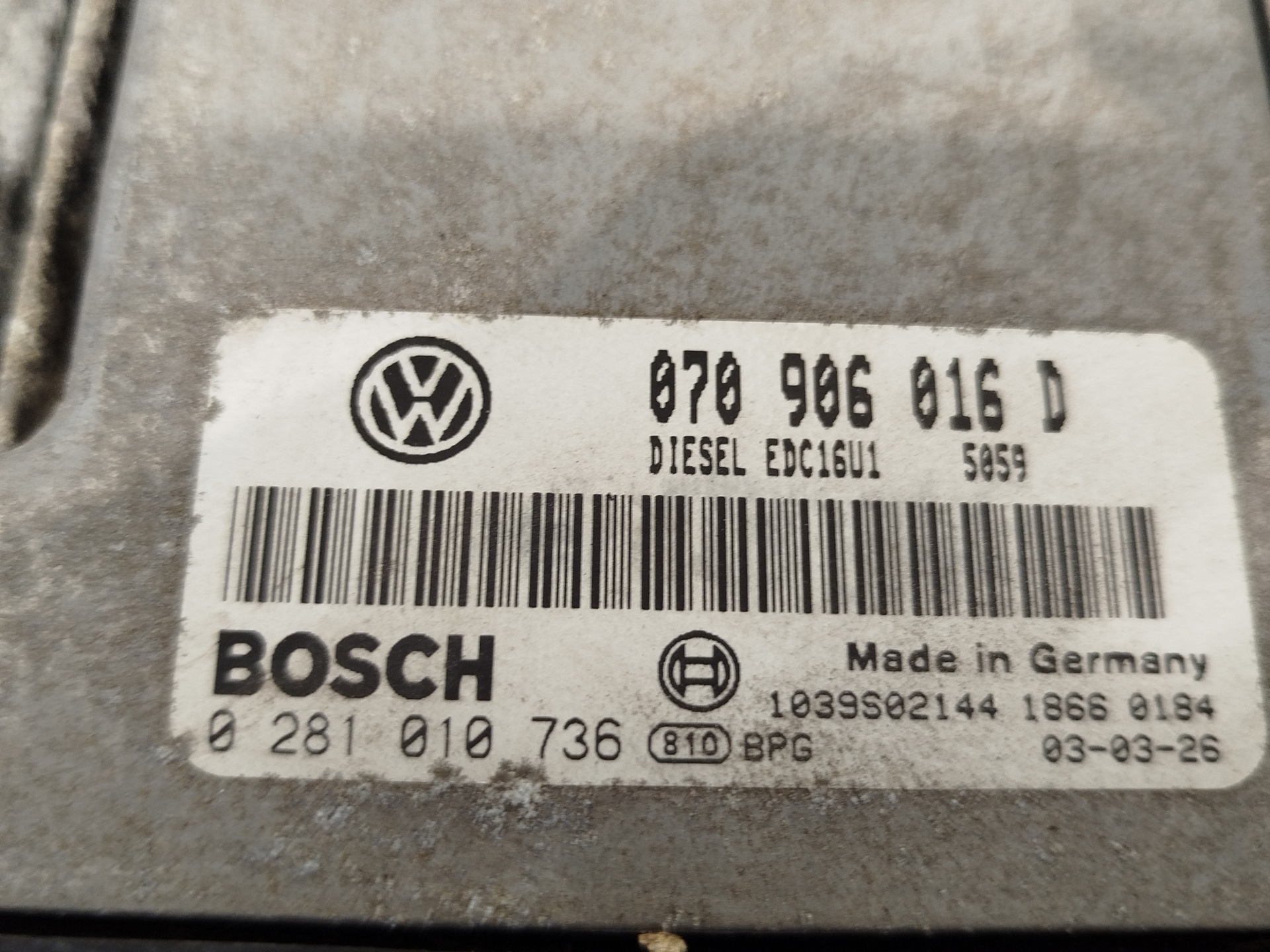 VOLKSWAGEN Touareg 1 generation (2002-2010) Unitate de control motor 070906016D 26414693