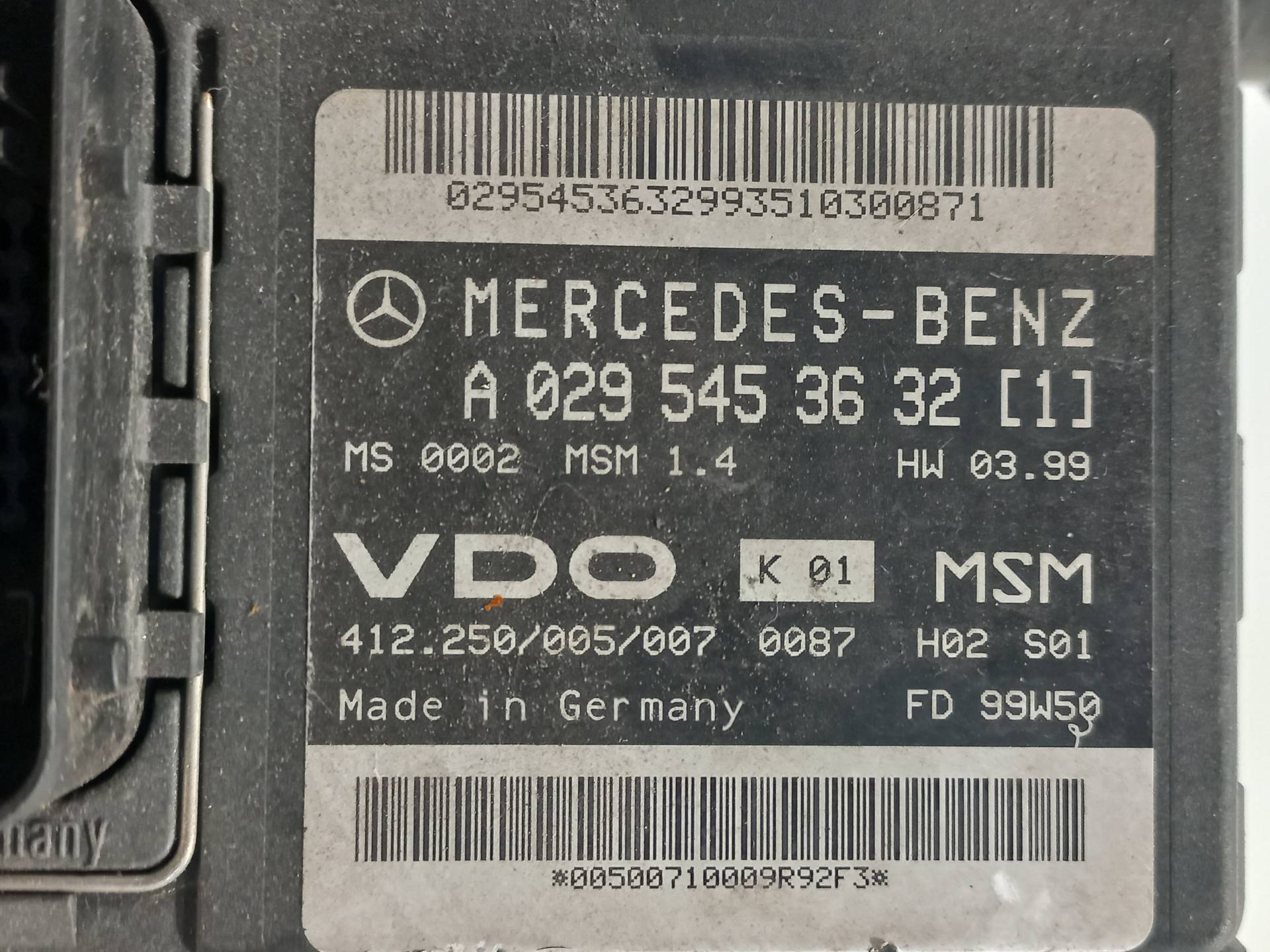 MERCEDES-BENZ A-Class W168 (1997-2004) Muut ohjausyksiköt A0295453632 24886841