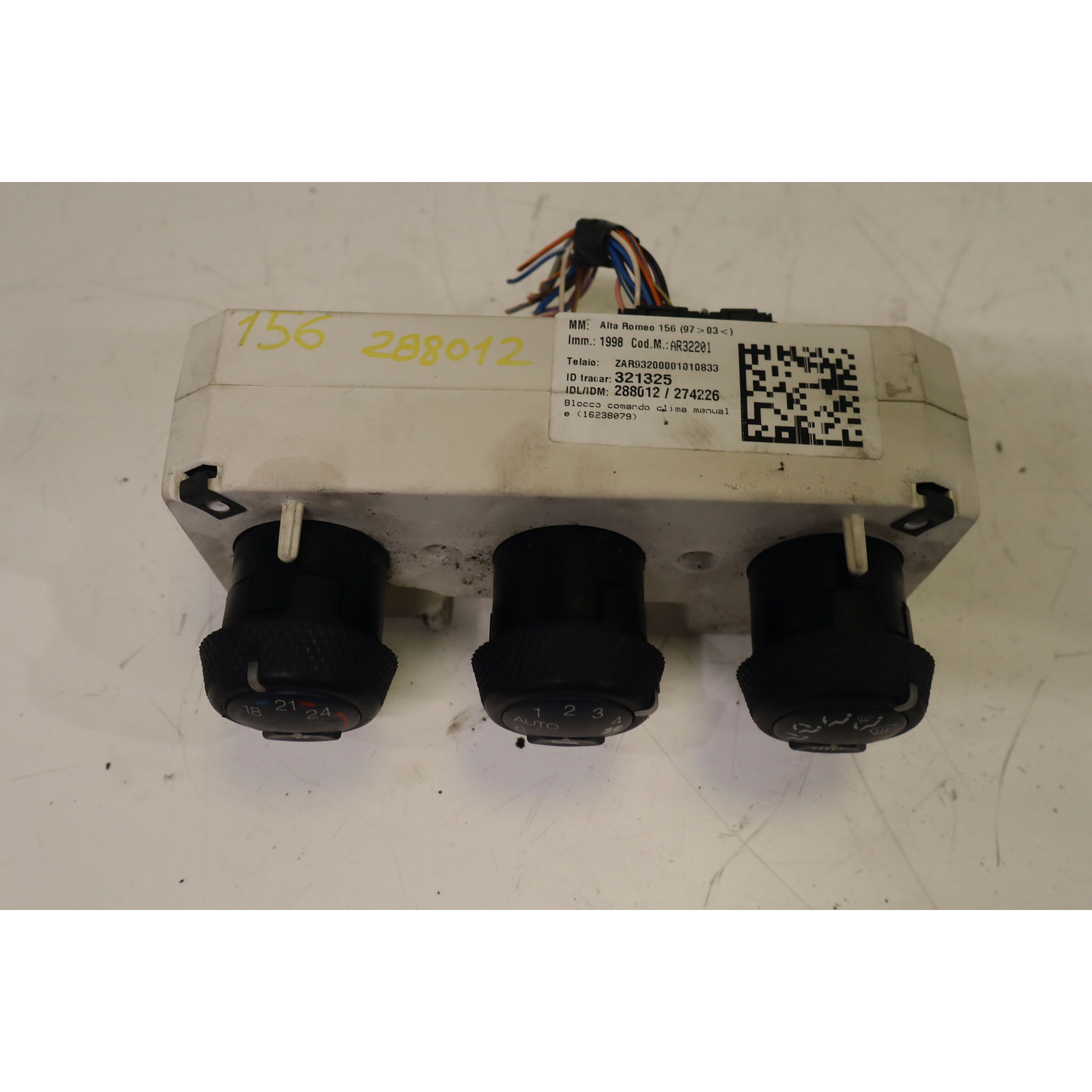 Mando del climatizador AR32201 16238079 de Alfa romeo 156 (932_) 1997-2000 - pieza usada