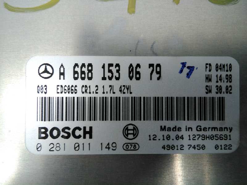 MERCEDES-BENZ Vaneo W414 (2001-2005) Calculateur d'unité de commande du moteur 0281011149, E3-A1-18-2, A6681530679 18416326